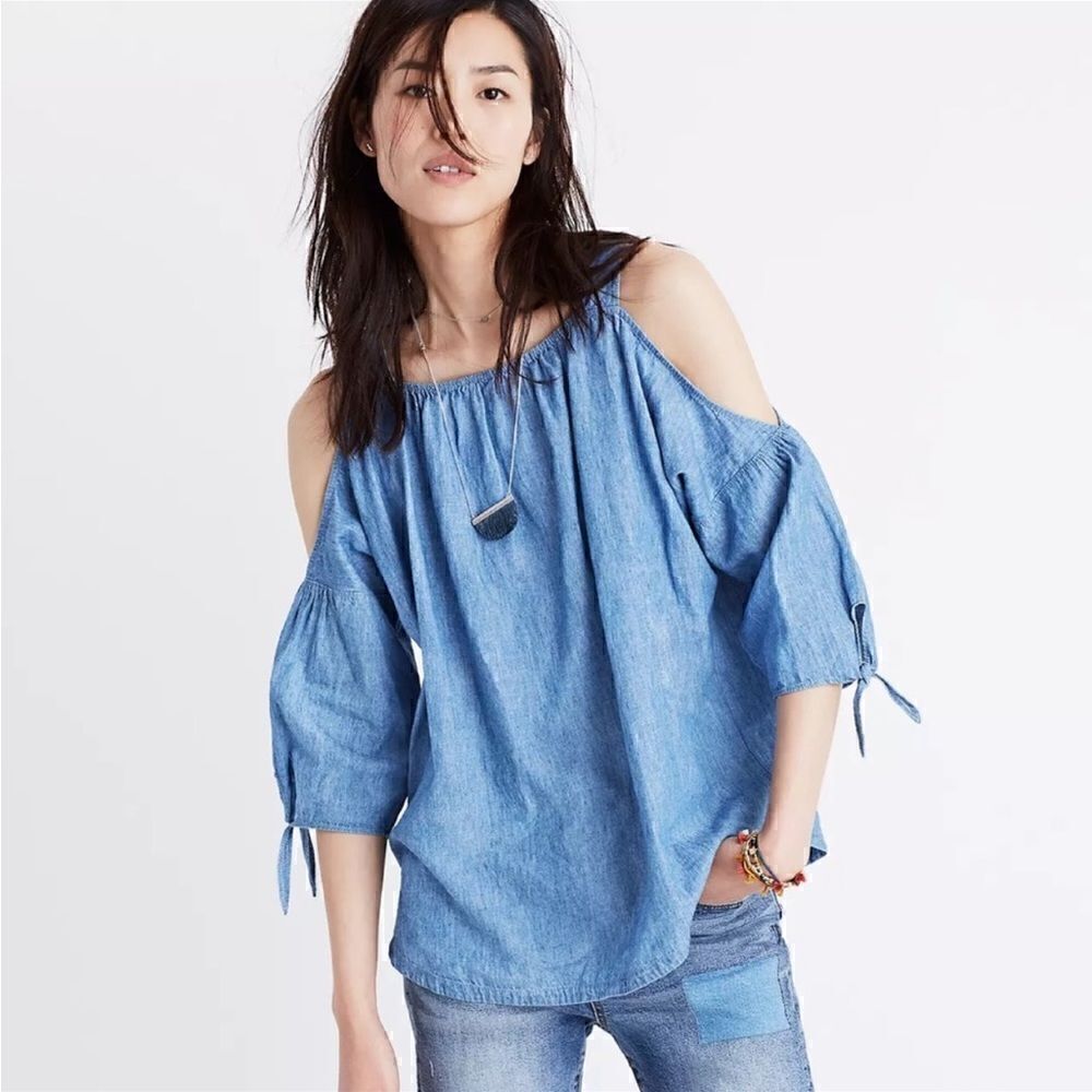 MADEWELL Indigo Cold-Shoulder Top Denim Blue
Women Size XS